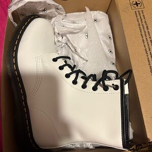 Dr. Martens Women's White and Black Combat Boots